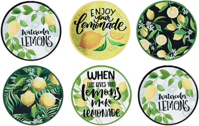 Citroen decoratieve keramische onderzetters rond assorti Ø10,5cm 6st