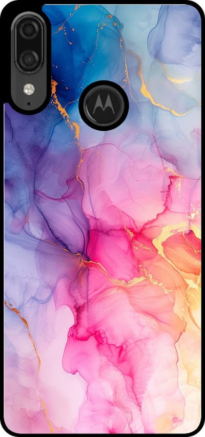 Smartphonica Telefoonhoesje Geschikt voor Motorola Moto E6 Plus met marmer opdruk - TPU backcover case marble design - Regenboog geschikt voor Motorola Moto E6 Plus