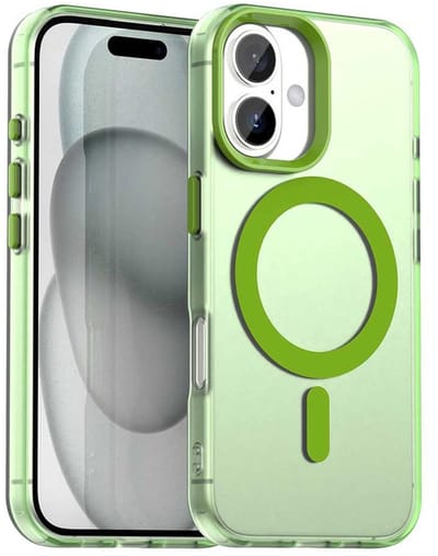 MagSafe Compatibel Backcover Hoesje Geschikt voor Apple iPhone 17 - Groen & Semi-Transparant Design - Stijlvol & Goede Bescherming