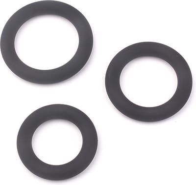 Siliconen cockring set zwart 30 - 40 mm