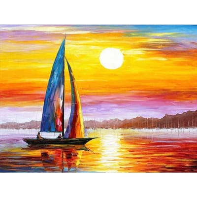5D DIY Diamond schilderij kleine zeilboot borduren kruissteek Strass mozaïek Home Decor 20X30CM yellow