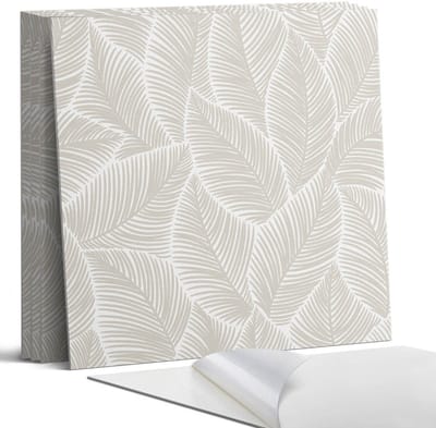 Coloray Wandpanelen Zelfklevend - Bladpatroon in arrangement Zelfklevende Wandpanelen - 50 cm x 50 cm - Beige Wandpaneel PVC - 4 stuks - Bloemen en planten Wandpanelen Zelfklevend - Wandbord Keuken - Wandpaneel Badkamer