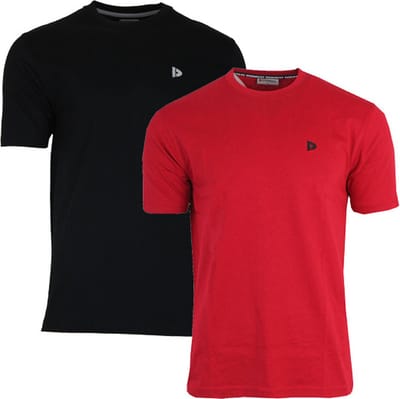 2-Pack Donnay - T-shirt (Vince) - Sportshirt - Heren - Black/Berry-red (290) - maat M