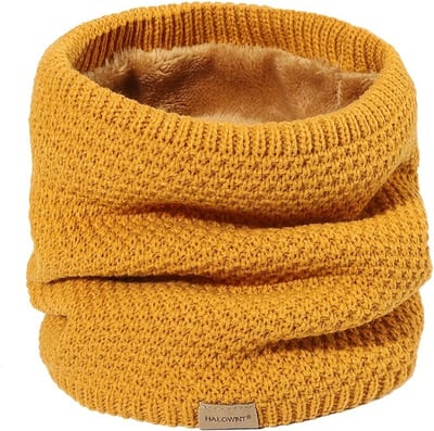 Livano Nekwarmer - Dames - Fleece - Motor - Bandana - Masker - Colsjaal - Sjaal - Gewatteerd - Skiën - Warm - Rekbaar - Geel