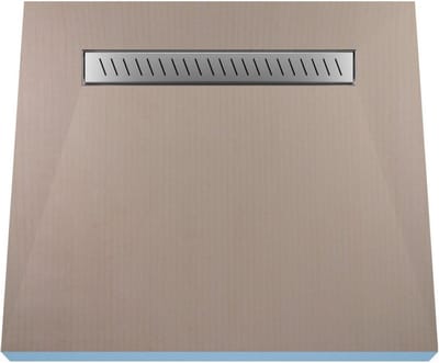 Betegelbare doucheplaat 80 x 80 cm met goot Wiper Showerlay Zonda afvoer horizontale goot hoofdzijde betegelbaar douchebord douchebak gelijkvloers