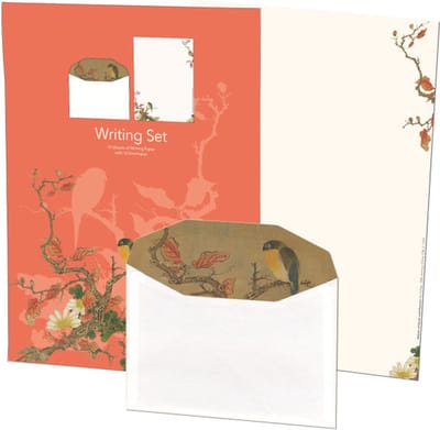 Briefpapier met enveloppen: Album of birds and flowers rood, Hu Feitao, Chester Beatty