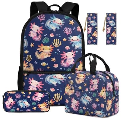 4-delige kinderrugzak met lunchbox en waterfles - ruime schooltas voor kinderen