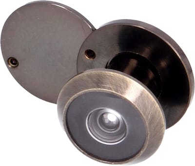 Deurspion - Kijkgaatje Vizier - Veiligheid Thuis - Superhoeklens - 14mm Diameter - Leder