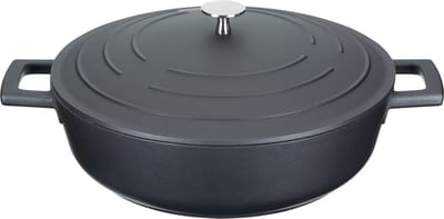 Masterclass Ondiepe Braadpan Met Deksel - Licht Vervaardigd Van Gegoten Aluminium Zwart