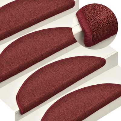 vidaXL - Trapmatten - 15 - st - 56x17x3 - cm - Bordeaux - Halfrond