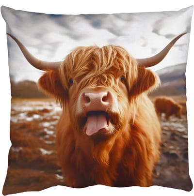 Sierkussens - Kussentjes Woonkamer - 50x50 cm - Schotse hooglander - Tong - Hoorns