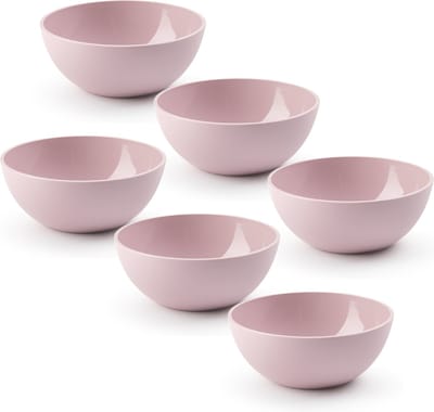 Plasticforte kommetjes/schaaltjes - 6x - dessert/ontbijt - kunststof - D17 x H7 cm - roze - BPA vrij