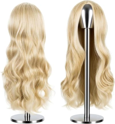 Lange Krullende Pruik - Synthetische Pruik Golvend - Verander Je Look - Realistisch Hoofdhuid Ontwerp - 70 cm - Blond