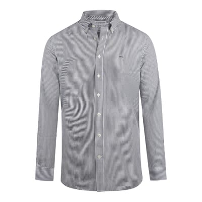 McGregor Poplin Stripe Peached Shirt Navy Size: S | Formal Shirts Outlet | Heren | Blauw