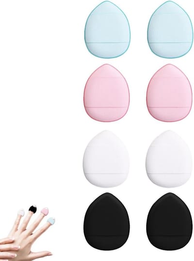 Set van 8 Poeder Squeeze Sponsjes, Mini Mixer en Beauty Pads voor Make-up, Geschikt voor Vloeibare Foundation, Oogmake-up en Festivals