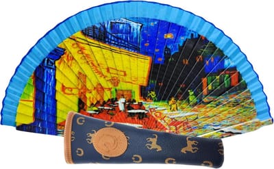 Handgemaakte Houten Vouwparadent met Beschermhoes - Blauw Landschap