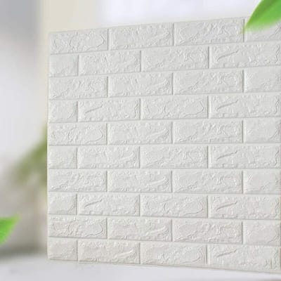 10 stuks 3D-tegelmuurstickers- zelfklevend schuimpaneel-waterdicht behang- 3D-muurstickers voor bakstenen- zelfklevend polyethyleenschuim- verwijderbaar behang -wit