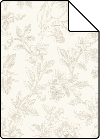 Proefstaal ESTAhome behang elegante bloemen beige - 26.5 x 21 cm - 132101-S