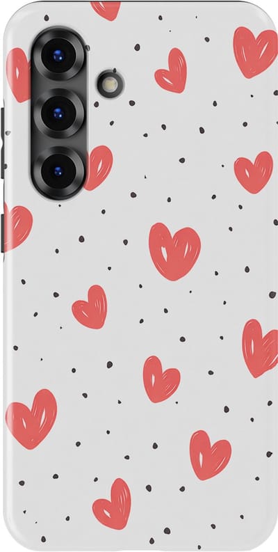 Tough Hoesje met Hartjes Samsung Galaxy S25 FE | Little Love Tough Case Geschikt voor Mag | Hartjes Print Backcover Samsung Galaxy S25 FE Cherry Hearts