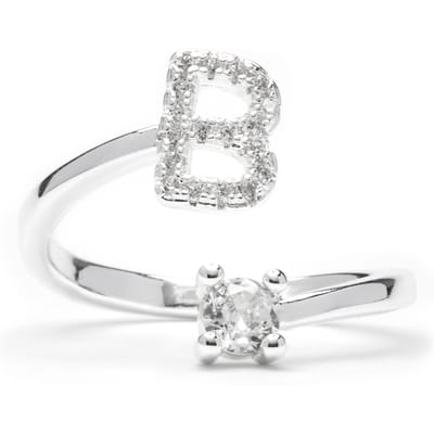 Luxenter Ring met glanzende zirkonia, zilveren afwerking - Alphabet