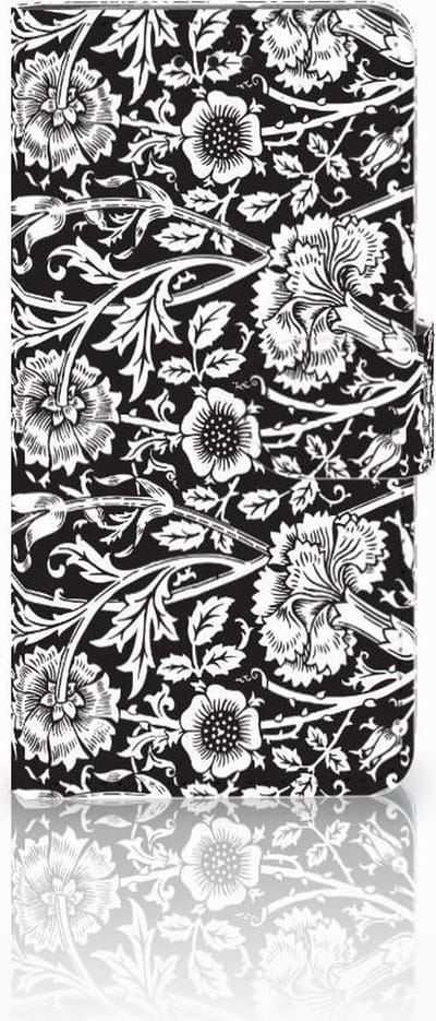 Book Case voor Motorola Moto G7 Play Hoesje Black Flowers