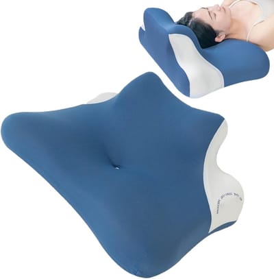 Leeskussen Bed - Ondersteuningskussen Comfortkussen - Ontspannen Lezen - Ergonomisch Ontwerp - 40x60x23cm - Blauw Wit