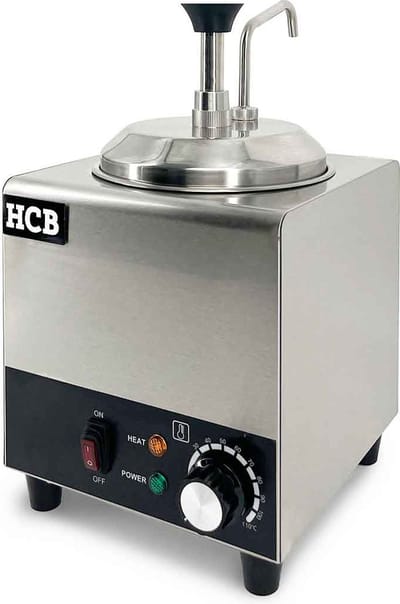 HCB® - Professioneel Verwarmde Horeca sauspomp - 1 x 2 liter sausdispenser - 230V - RVS / INOX - Dispenser - 23x23x39 cm (DxBxH) - 4 kg - 1019