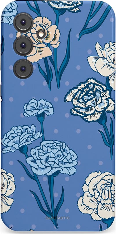 Casetastic hoesje geschikt voor Samsung Galaxy A35 - Dubbellaagse bescherming - Anjer melange - Fashion Case - Lavendel Petrol Zilver
