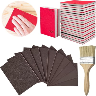 Schuursponzen, 24 stuks, korrelgrootte 120-3000, nat en droog schuurpapier, flexibele schuurspons, wasbaar, herbruikbaar, schuurpads voor metaal, hout, modellen, carrosserierreparatie, polijsten