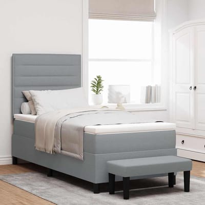 vidaXL - Boxspring - bed - met - hoofdeinde - Lichtgrijs - 100 - x - 200 - cm - Stof