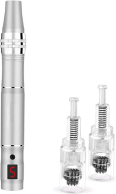 DrPhone L3 hoge kwaliteit Derma pen - digitale display - Oplaadbare elektrische - Led - Nano naald cartridges 36 pins micro needling voor huid - Zilver