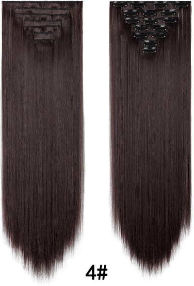 Pruik - Haarverlenging met 16 clips, haarclip, vervangende pruik - Pruik van synthetische vezels met clips - 60 cm -6.4#
