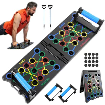 NONE Opvouwbaar push-up board, multifunctionele fitnessapparaat voor thuis, vetverbranding en bodybuilding. zwart