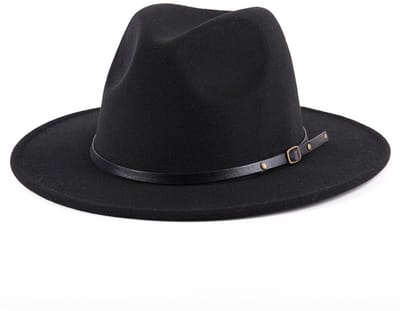 BukkitBow - Luxe Fedora Hoed - Stijlvolle Dames Zomerhoed - Elegante Wol Polyester Hoed voor Alle Seizoenen en Gelegenheden - Zwart