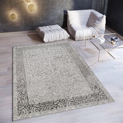 Tapiso Ares Vloerkleed Grijs Licht Laagpolig Woonkamer Frame Oriental Tapijt Maat- 80x150