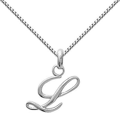 Amanto Ketting Letter L - 925 Zilver Gerhodineerd - Alfabet - 10x18mm - 50cm
