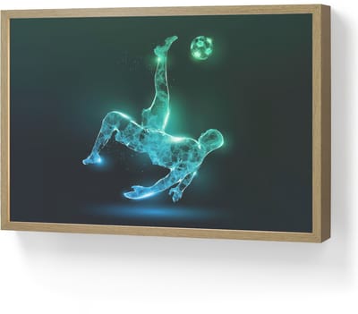 Wandlamp 60x40 cm - Oplaadbaar - Voetbal - Voetballer - Jongen - Zwart - Wandlampen binnen woonkamer - Slaapkamer lamp - Decoratieve nachtlamp - Vloerlamp draadloos