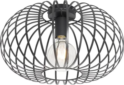 QAZQA johanna - Design Dimbare LED Smart Plafondlamp incl. wifi met Dimmer - 1 lichts - Ø 39 cm - Zwart - Woonkamer | Slaapkamer | Keuken