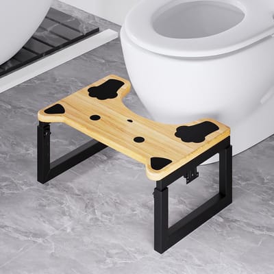 Toiletkrukje Badkamer - Opstapje WC - Ontlasten Verbeteren - In Hoogte Verstelbaar - Opvouwbaar 7 cm - Houtkleurig