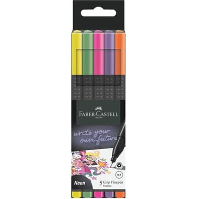 Faber-Castell fineliner - Grip - 0,4mm  - etui 5 stuks - neon - FC-151610