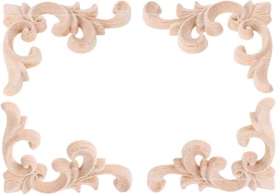 2 paar links en rechts vintage hout gesneden in hoek voor huis deur kast decalk sculptuur wandlamp niet geschilderd 7,5 x 6 cm