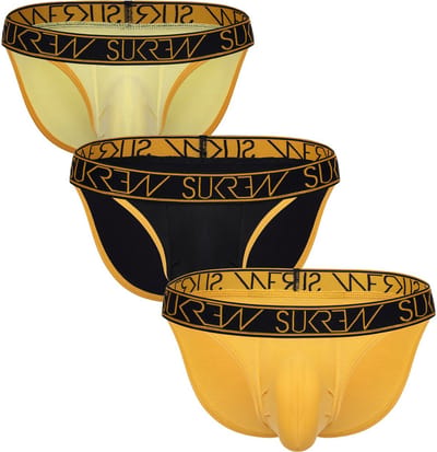 SUKREW Tanga Multipack 1x Gleaming Gold + 1x Trophy Black + 1x Bronze - MAAT XS - Heren Ondergoed - Slip voor Man - Mannen Brief