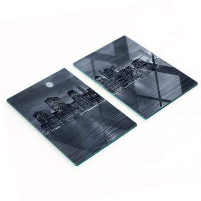 Decoratieve glazen snij- en serveerplanken New York 's nachts 2x40x52 cm