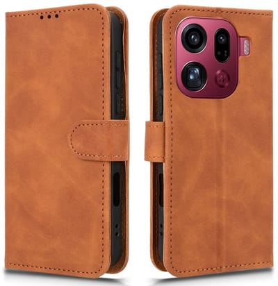 Coverup Hoesje - Geschikt voor OPPO Find X9 Pro Hoesje - Coverup Book Case - Bruin