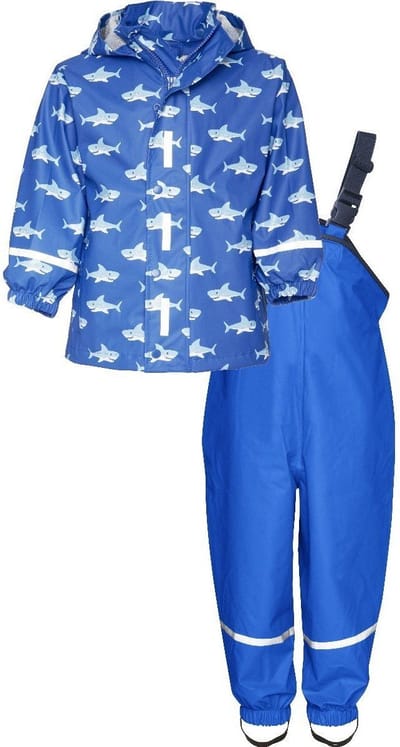 Playshoes Regenpak Kinderen Haaien - Blauw - Maat 128