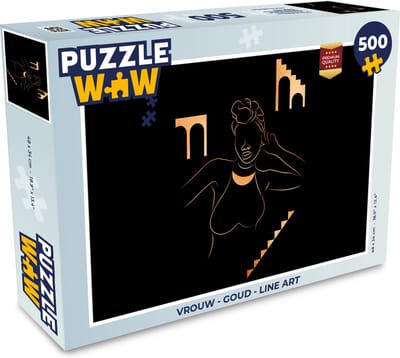 Puzzel Vrouw - Goud - Line art - Legpuzzel - Puzzel 500 stukjes