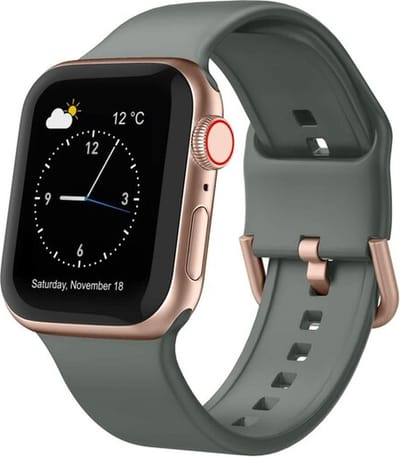 By Qubix - Geschikt voor Apple Watch bandje - Soft siliconen bandje met gespsluiting - Olijfgroen - Geschikt voor Apple Watch 44mm / 45mm / 46mm / 49mm (Ultra 1,2 en 3) - Smartwatch bandje