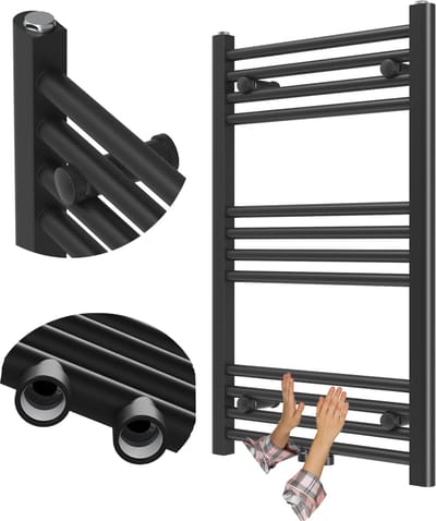 Granitan Badkamerradiator Raven - 80x50cm - Zwart - Ladderverwarming - Handdoekradiator