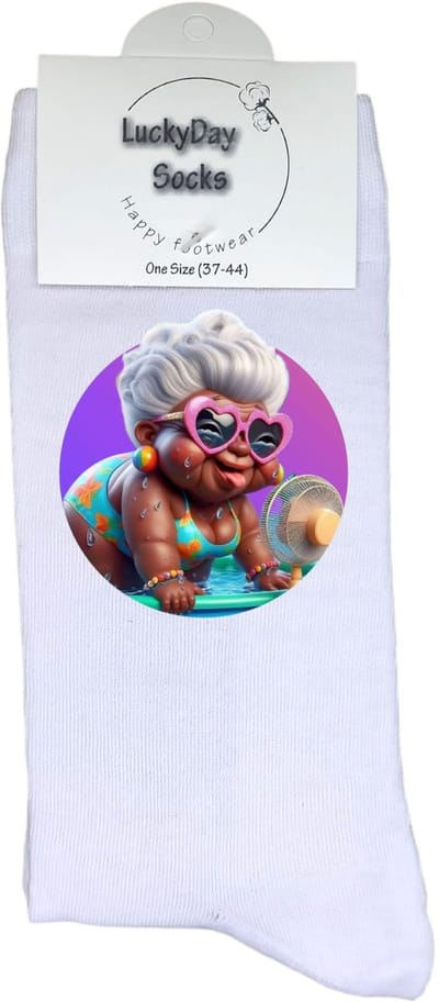 LuckyDay Socks - Oma sokken - Hartjes oma - Verjaardag cadeau vrouw en man - Vrolijke sokken - Valentijns cadeau - Kerst sokken - Grappige sokken - Leuke dames en heren sokken - Moederdag - Vaderdag - Socks maken Happy - Maat 37-44