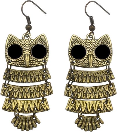 Rhylane – Uil Oorhangers – Bronskleurig - Fashion Oorbellen – Vrouwen – Oorbellen – 48  bij 25 mm